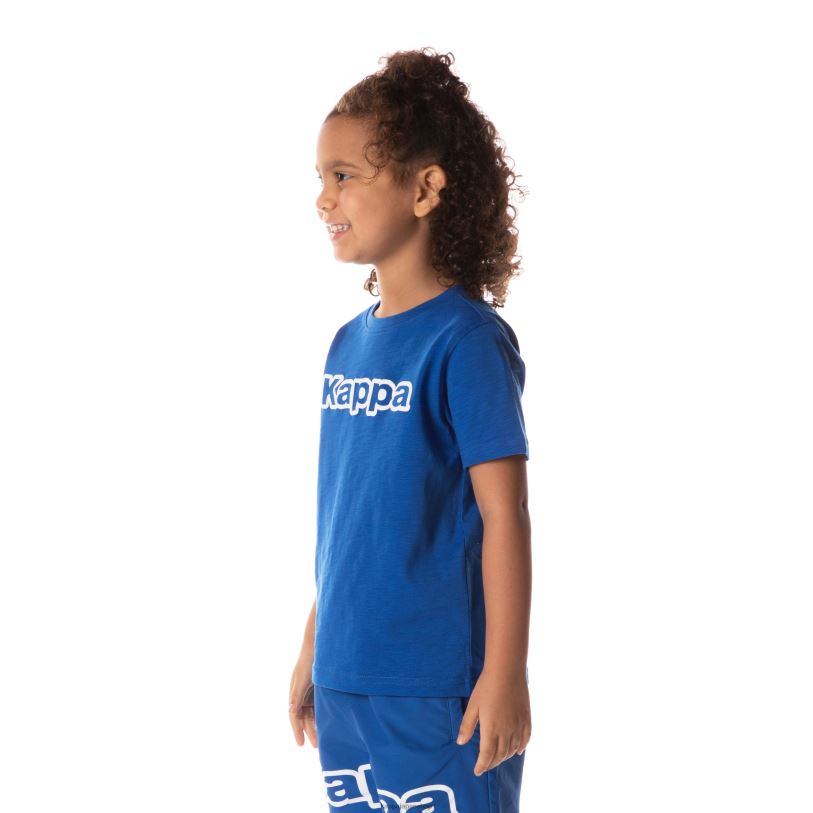Kappa 子供たち カバール ロゴ Tシャツ 青 480LJ706