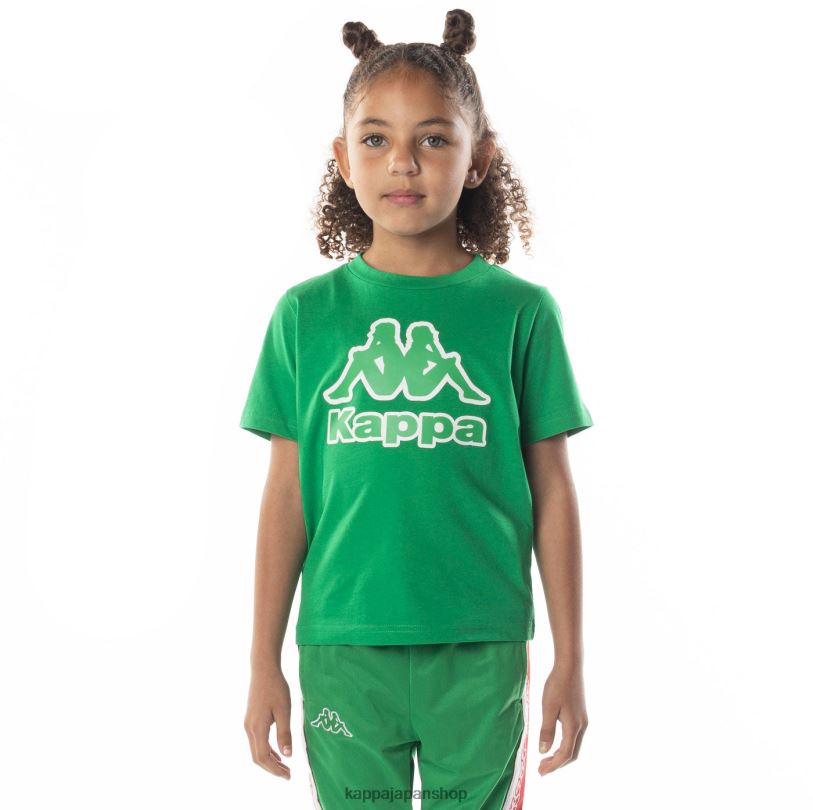 Kappa 子供たち キッズロゴテープバントTシャツ 緑 480LJ708