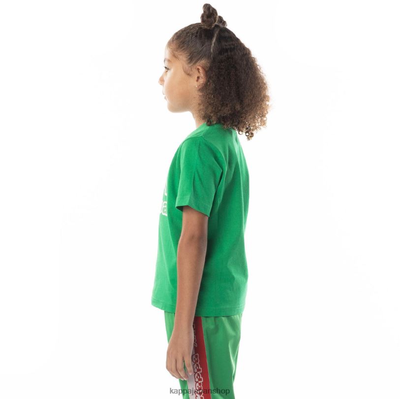 Kappa 子供たち キッズロゴテープバントTシャツ 緑 480LJ708