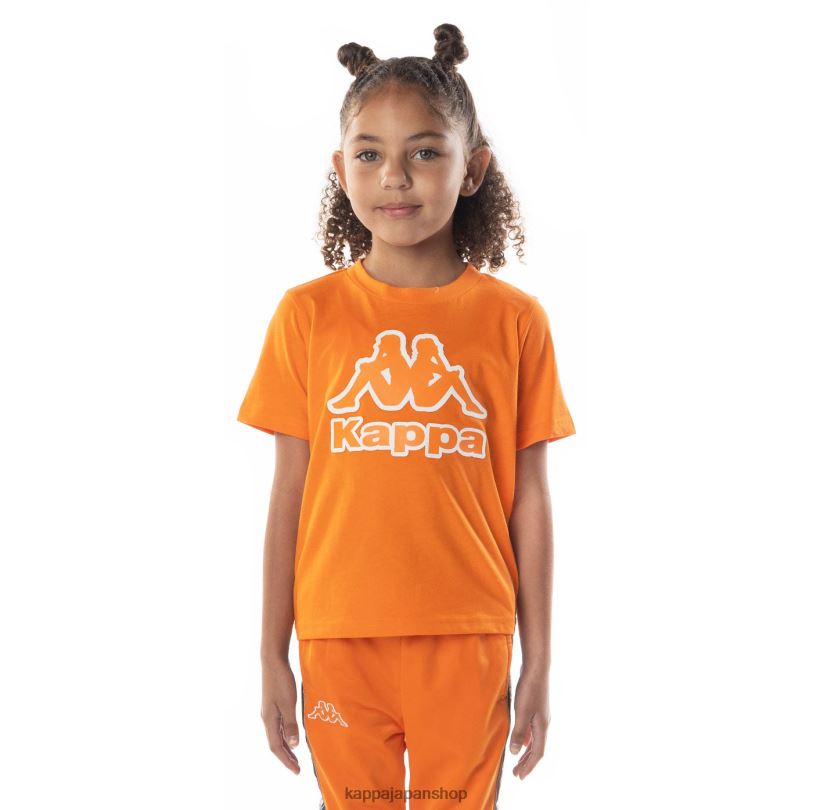 Kappa 子供たち キッズロゴテープバントTシャツ オレンジ 480LJ709
