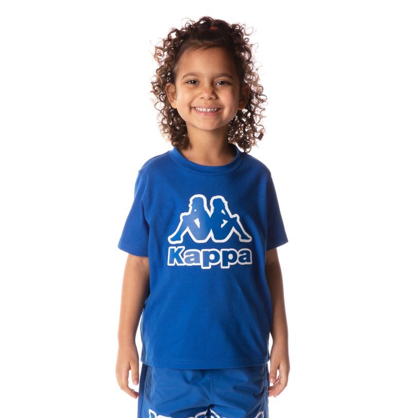 Kappa 子供たち キッズロゴテープバントTシャツ 青 480LJ710