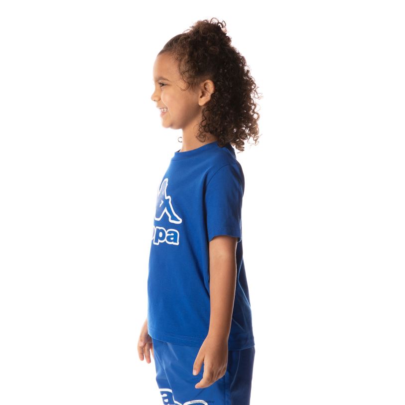 Kappa 子供たち キッズロゴテープバントTシャツ 青 480LJ710