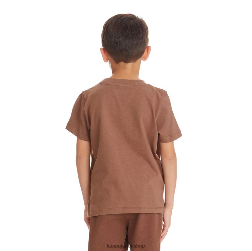 Kappa 子供たち キッズロゴテープバントTシャツ 茶色 480LJ735