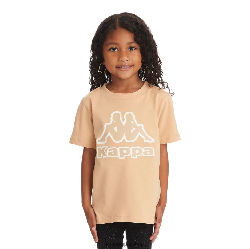 Kappa 子供たち キッズロゴテープバントTシャツ ベージュ 480LJ736