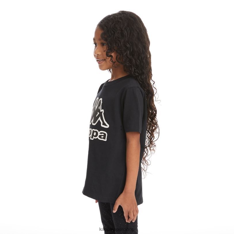 Kappa 子供たち キッズロゴテープバントTシャツ 黒い煙 480LJ737