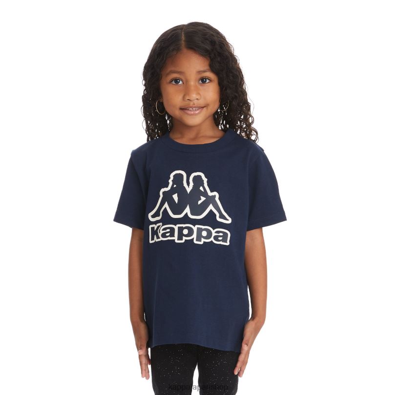Kappa 子供たち キッズロゴテープバントTシャツ 海軍 480LJ750