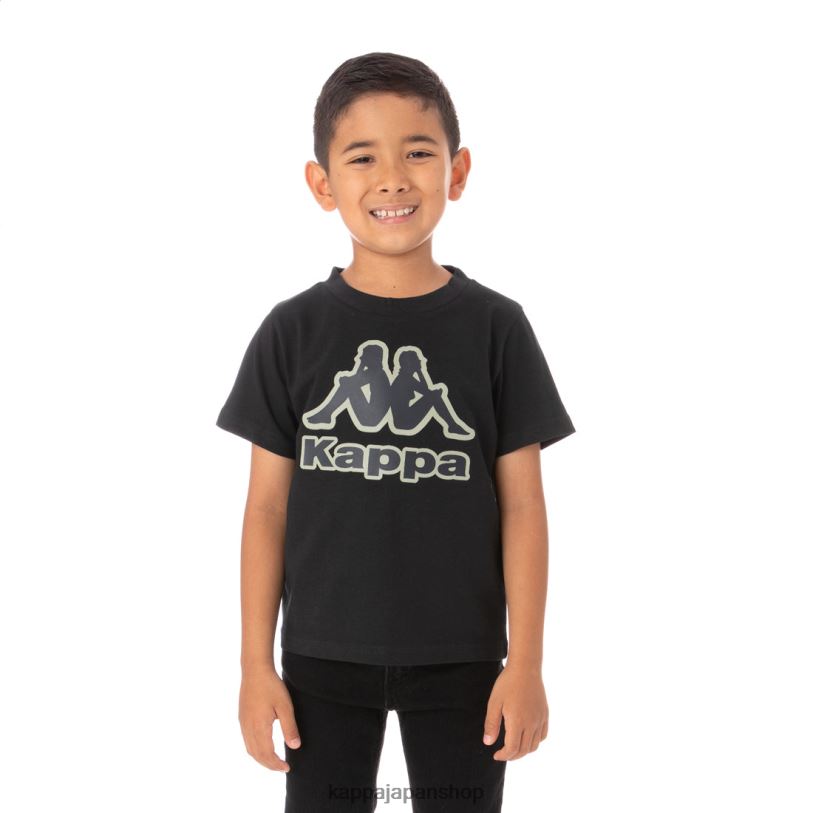 Kappa 子供たち キッズロゴテープバントTシャツ 黒 480LJ768