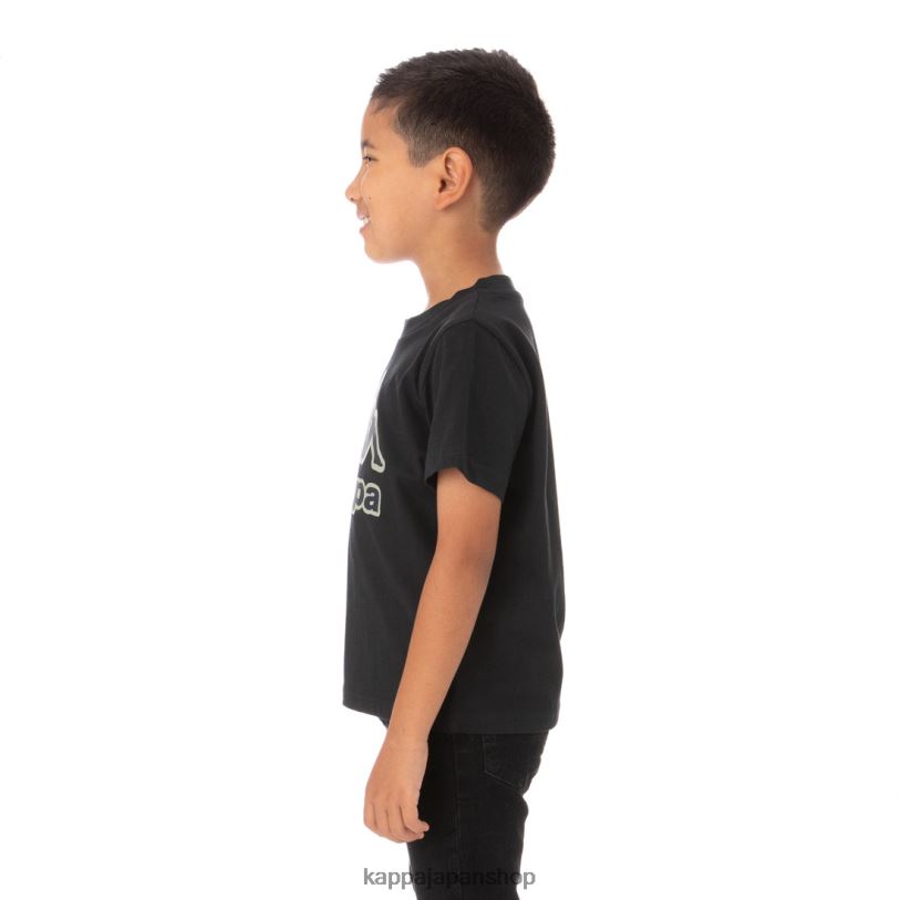 Kappa 子供たち キッズロゴテープバントTシャツ 黒 480LJ768