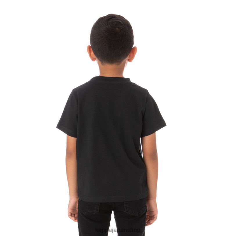 Kappa 子供たち キッズロゴテープバントTシャツ 黒 480LJ768
